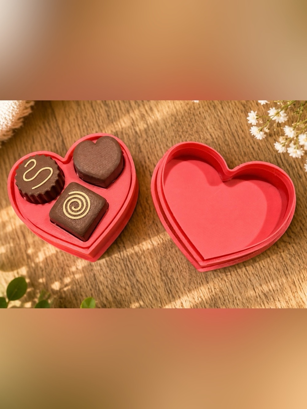 3D Printed Chocolate Fidget Clicker Heart Candy Tray Desk Toy Sensory Gift - Picture 4 of 5